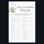 Who Can Finish the Bride's Phrase Bridal Game<br><div class="desc">Who Can Finish the Bride's Phrase Bridal Game</div>