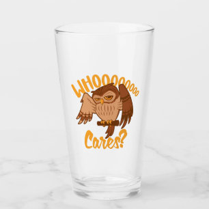 Who Cares Funny Carefree Cartoon Owl Drawing Glass