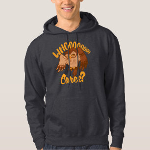 Who Cares Funny Carefree Cartoon Owl Drawing Hoodie