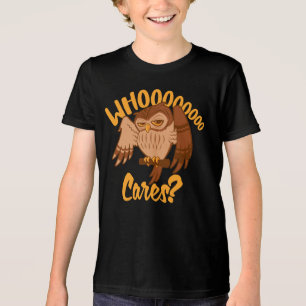 Who Cares Funny Carefree Cartoon Owl Drawing Tri-Blend Shirt