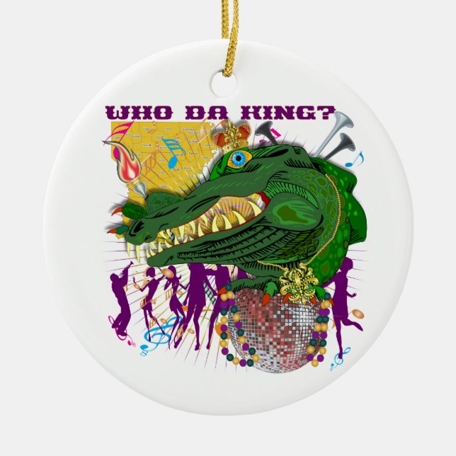 Who Da King? Louisiana Custom Throw Ceramic Tree Decoration (Front)