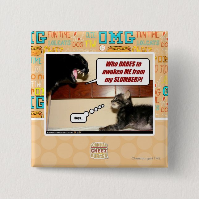 Who dares awaken me? 15 cm square badge (Front)