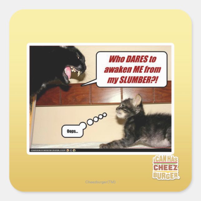 Who dares awaken me? square sticker (Front)