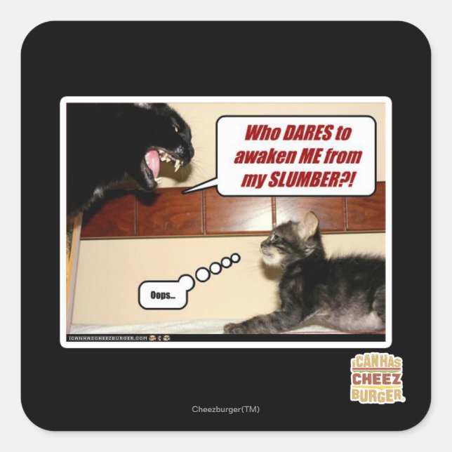 Who dares awaken me? square sticker (Front)