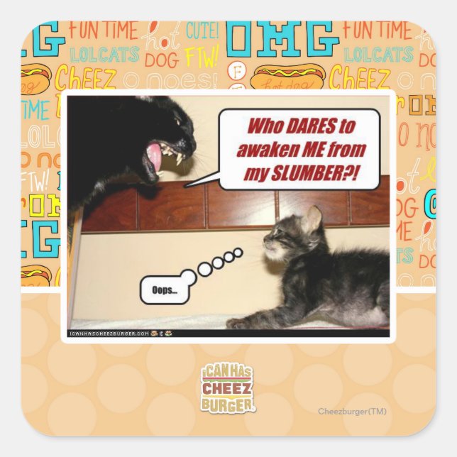 Who dares awaken me? square sticker (Front)