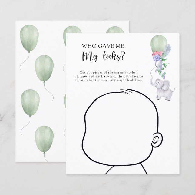 Who gave me my looks baby shower game (Front/Back)