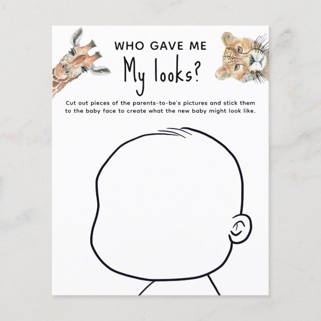 Who gave me My looks? wild baby shower game (Front)
