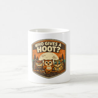 Who Gives a Hoot Funny Owls Vintage Style Design Coffee Mug