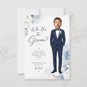 Who Has The Groom Bridal Shower Blue Watercolor Thank You Card