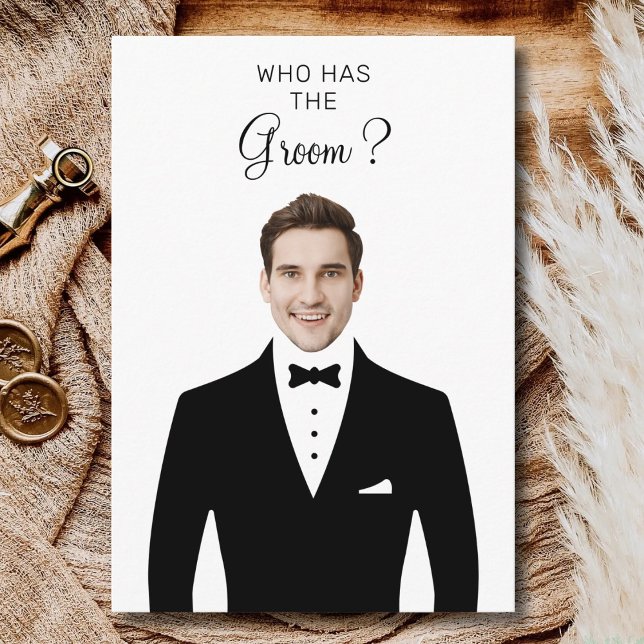 Who Has The Groom Bridal Shower Game Bachelorette Thank You Card (Creator Uploaded)