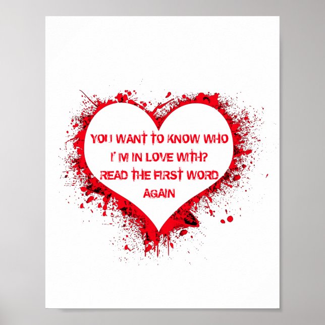 Who I'm in love with, funny text in red heart  Poster (Front)