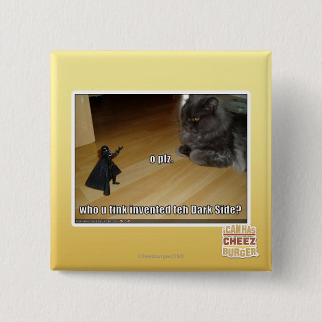 Who invented the dark side? 15 cm square badge (Front)