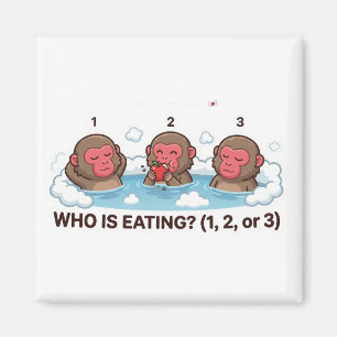 Who Is Eating? Japanese Snow Monkey Spa Animal Magnet