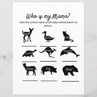 Who is my mama? Baby shower game with answers 