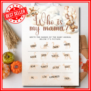 WHO IS MY MOMMY Baby Shower Game Cute Bear Invitation