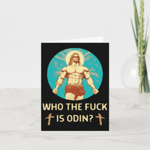 Who Is Odin Bodybuilding Jesus Fitness Funny Gym  Card