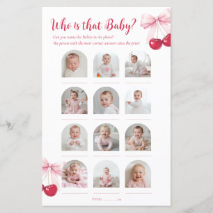 Who is that Baby 12 Photo Game Pink Cherry Sign