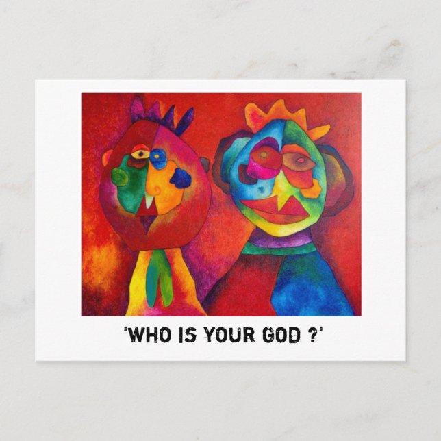 'who is your god ?' postcard (Front)