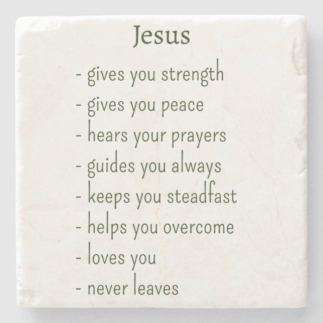 Who Jesus is Comforting Reminder Keepsake Gift Stone Coaster (Front)