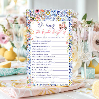 Who know the bride best italian bridal shower game
