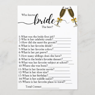 Who know the bride the best bridal shower games programme