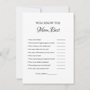 Who know the mum the best baby shower game Card