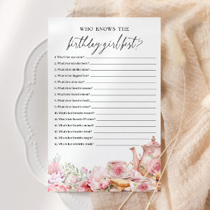 Who Knows Birthday Girl Best Floral Tea Party Game