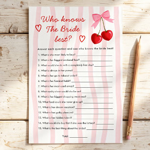Who Knows Bride Best Cherry Bridal Shower Game