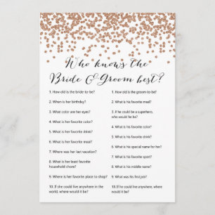 Who Knows Bride & Groom  Rose Gold Bridal Game 5x7 Invitation