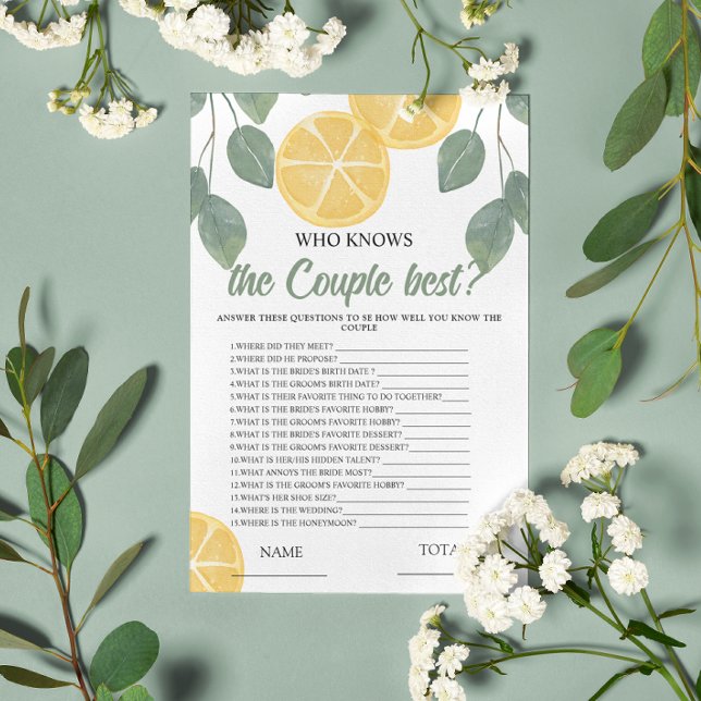 Who knows Couple best Lemon Bridal Game (Creator Uploaded)