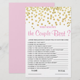 Who knows Couple best Pink Gold Bridal Game