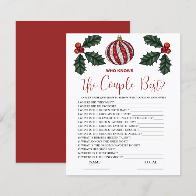 Who knows Couple best Winter Bridal Game (Front/Back)