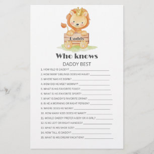 Who knows Daddy best Woodland baby Shower Game 