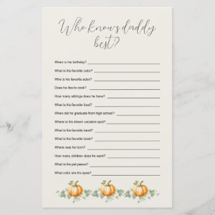 Who Knows Daddy Pumpkin Baby Shower Games