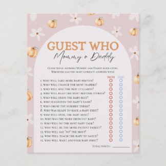 Who Knows Fall Pumpkin & Daisy Baby Shower Game