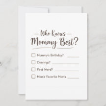 Who Knows Mommy Best? – Baby Shower Game Card
