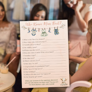 Who Knows Mum Best Clothesline Baby Shower Game Advice Card