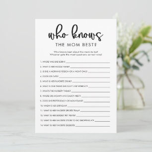 Who knows mum mummy best baby shower game invitation
