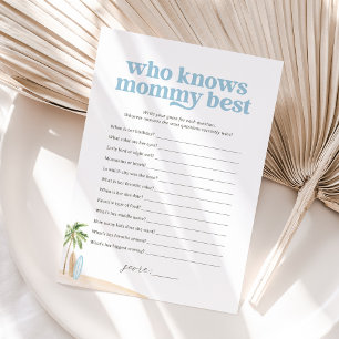 Who Knows Mummy Best Baby Beach Shower Game Invitation