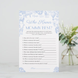 Who knows mummy best Baby Shower Game Card