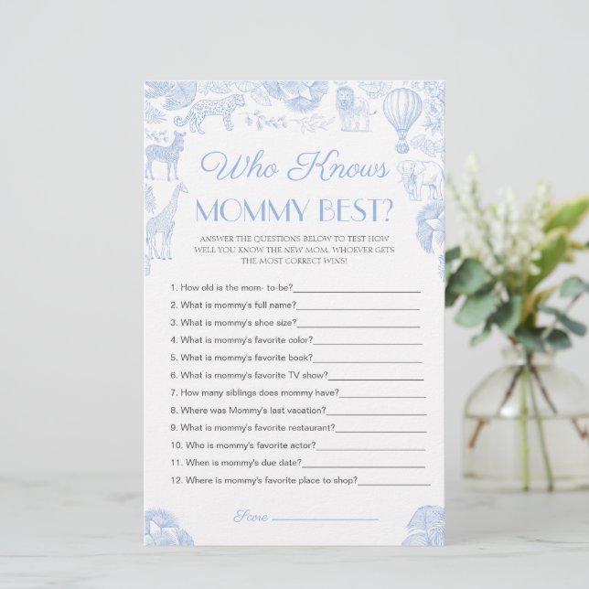 Who knows mummy best Baby Shower Game Card (Standing Front)