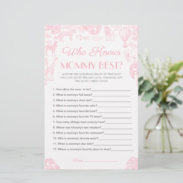 Who knows mummy best Baby Shower Game Card (Standing Front)