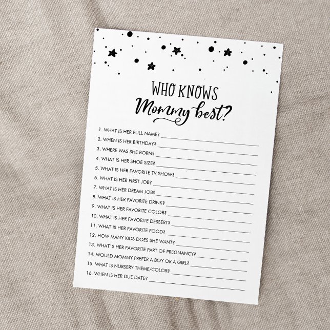 Who knows Mummy Best? Baby Shower Game Card (Creator Uploaded)