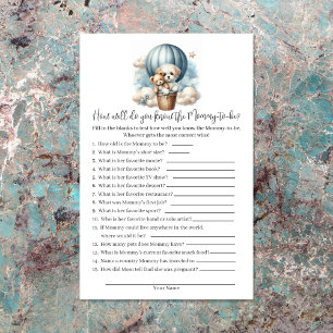 Who Knows Mummy Best Baby Shower Game Card