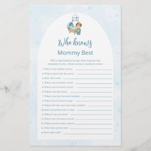Who knows mummy best Cute Blue Baby Shower Game 