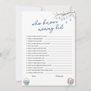Who Knows Mummy Best Easter Baby Shower Game Card