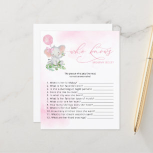 Who Knows Mummy Best Elephant Baby Shower Game