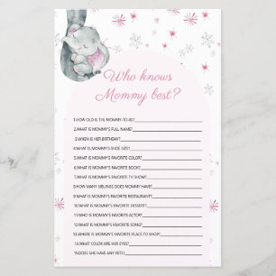 Who knows Mummy best Elephant Baby Shower Game