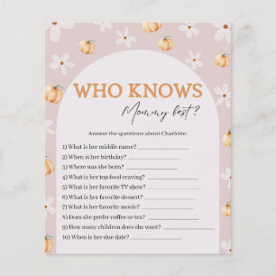 Who Knows Mummy Best Fall Baby Shower Game Card