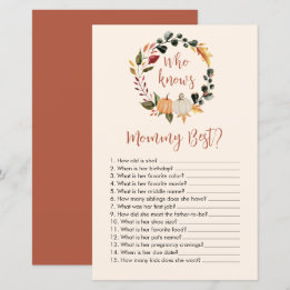 Who Knows Mummy Best Fall Wreath Baby Shower Game